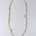 OT Buckle Long Chain Stitching Pearl Necklace - Gembea Jewelry