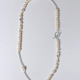 OT Buckle Long Chain Stitching Pearl Necklace - Gembea Jewelry