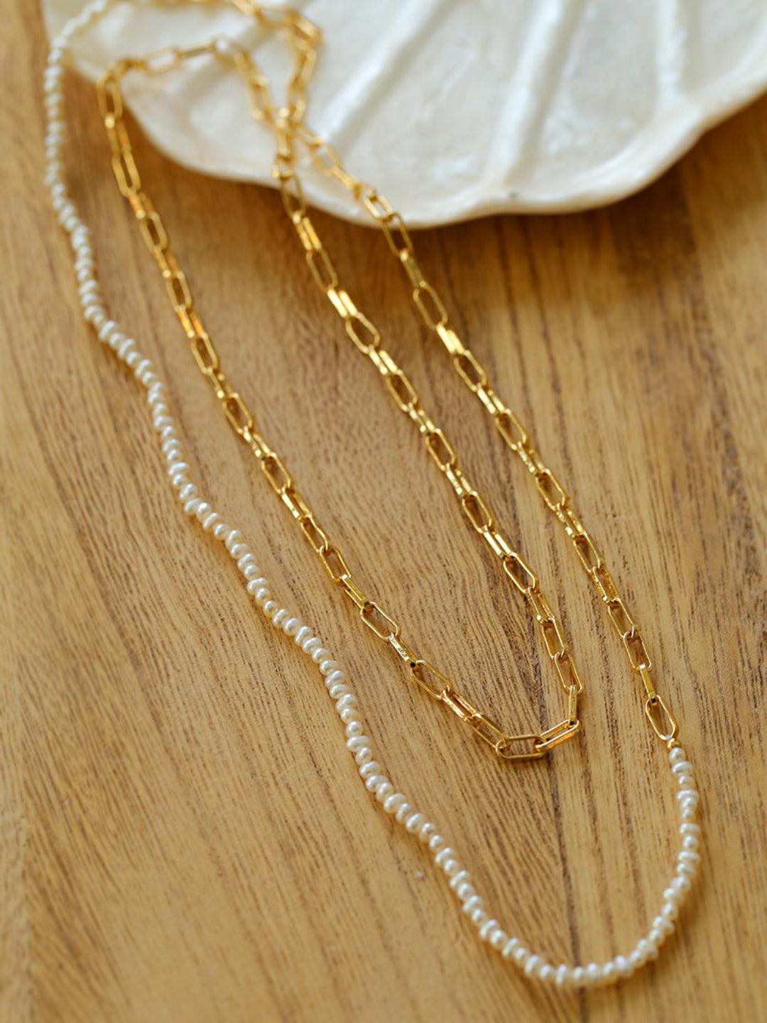 Overlay Natural Pearl Pendant Necklace - Gembea Jewelry