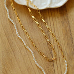 Overlay Natural Pearl Pendant Necklace - Gembea Jewelry