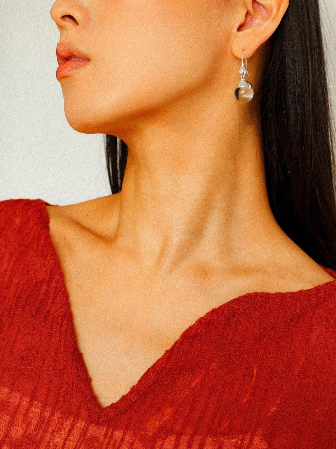 Red and Green Agate Gourd Ear Hook Earrings - Gembea Jewelry