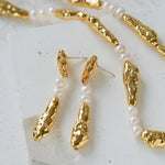 Geometric Irregular Metal Pearl Earrings - Gembea Jewelry
