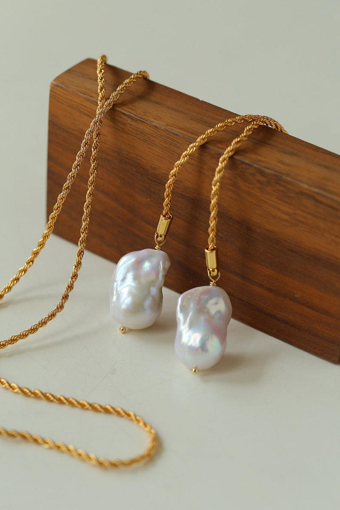 Twist Chain Baroque Pearl Necklace - Gembea Jewelry