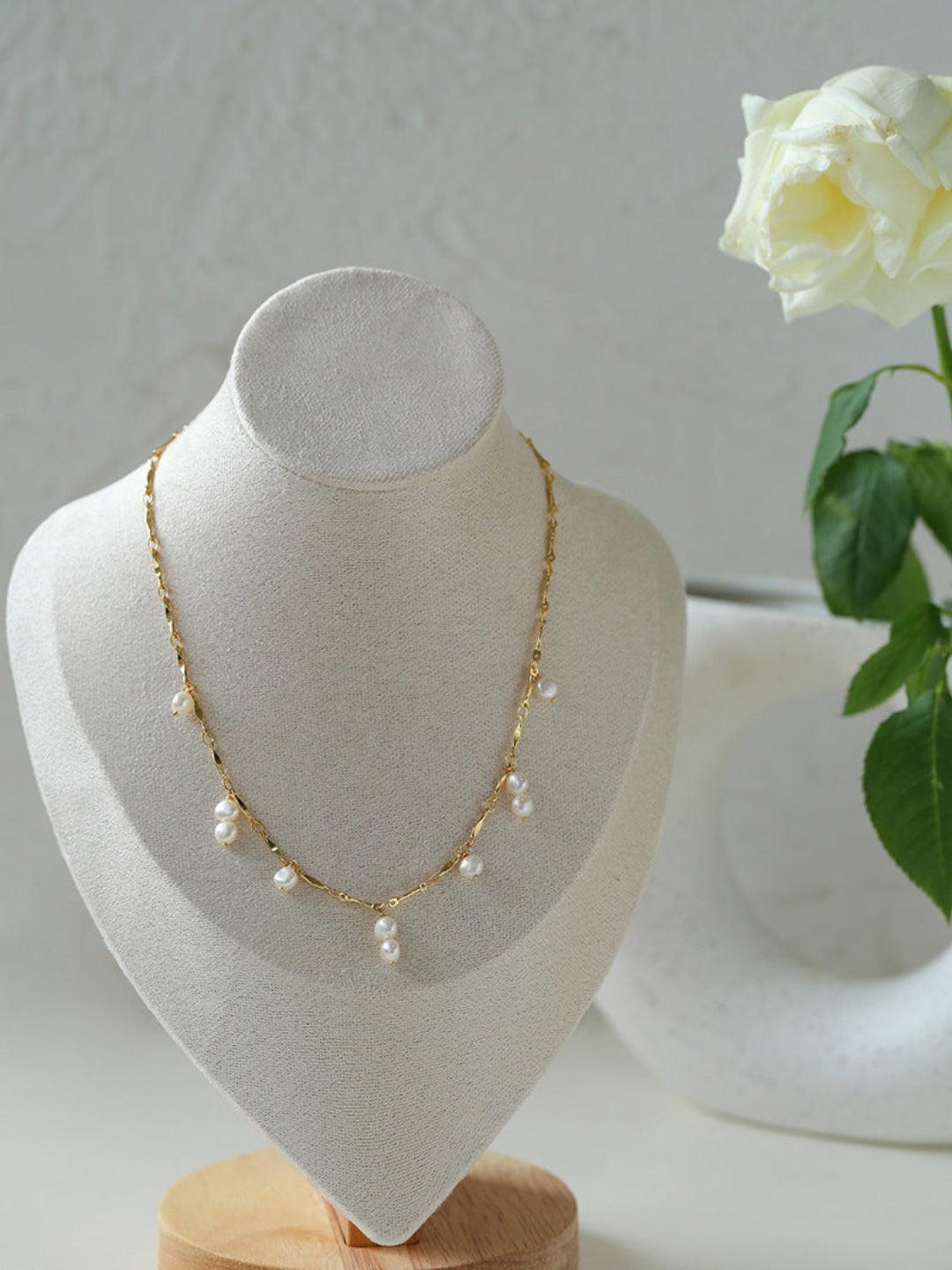 Overlay Natural Pearl Pendant Necklace - Gembea Jewelry