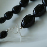 Water Drop Black Agate Beaded Choker Necklace - Gembea Jewelry