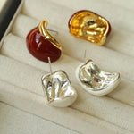 Cream White Wine Red Enamel Earrings - Gembea Jewelry