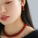 Double Ball Crystal Agate Stone Earrings - Gembea Jewelry