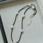 Small Petal Baroque Black Pointed Crystal Necklace - Gembea Jewelry