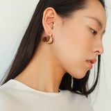 Simple Enamel Glaze Curved Hoop Earrings - Gembea Jewelry