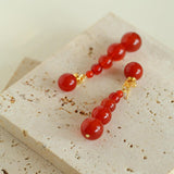 Graded Black and Red Agate Drop Earrings - Gembea Jewelry