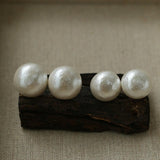 Flying Saucer Cotton Pearl Stud Earrings - Gembea Jewelry