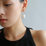 Metal Circle Baroque Pearl Drop Earrings - Gembea Jewelry