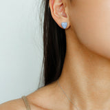 Blue Enamel Heart-shaped Stud Earrings-Gembea Jewelry