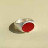 Gembea jewelry Wide Silver Brushed Agate Ring