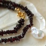 Irregular Garnet Baroque Drop Necklace - Gembea Jewelry