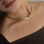 Wide Gold Snake Bone Chain Necklace - Gembea Jewelry