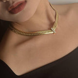Wide Gold Snake Bone Chain Necklace - Gembea Jewelry