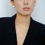 Flying Saucer Cotton Pearl Stud Earrings - Gembea Jewelry