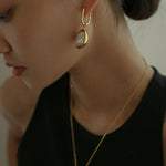 Oval Pendant Baroque Shaped Pearl Earrings - Gembea Jewelry