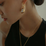 Oval Pendant Baroque Shaped Pearl Earrings - Gembea Jewelry