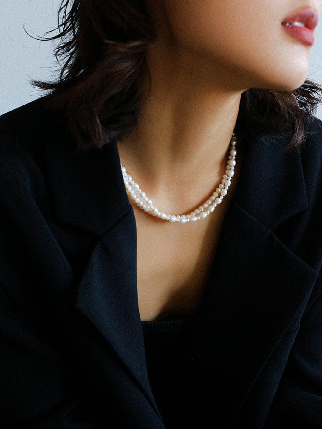 Pull Double Layers Beaded Pearl Necklace - Gembea Jewelry
