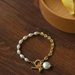 Y-shape Spliced Chain Pearl Bracelet - Gembea Jewelry