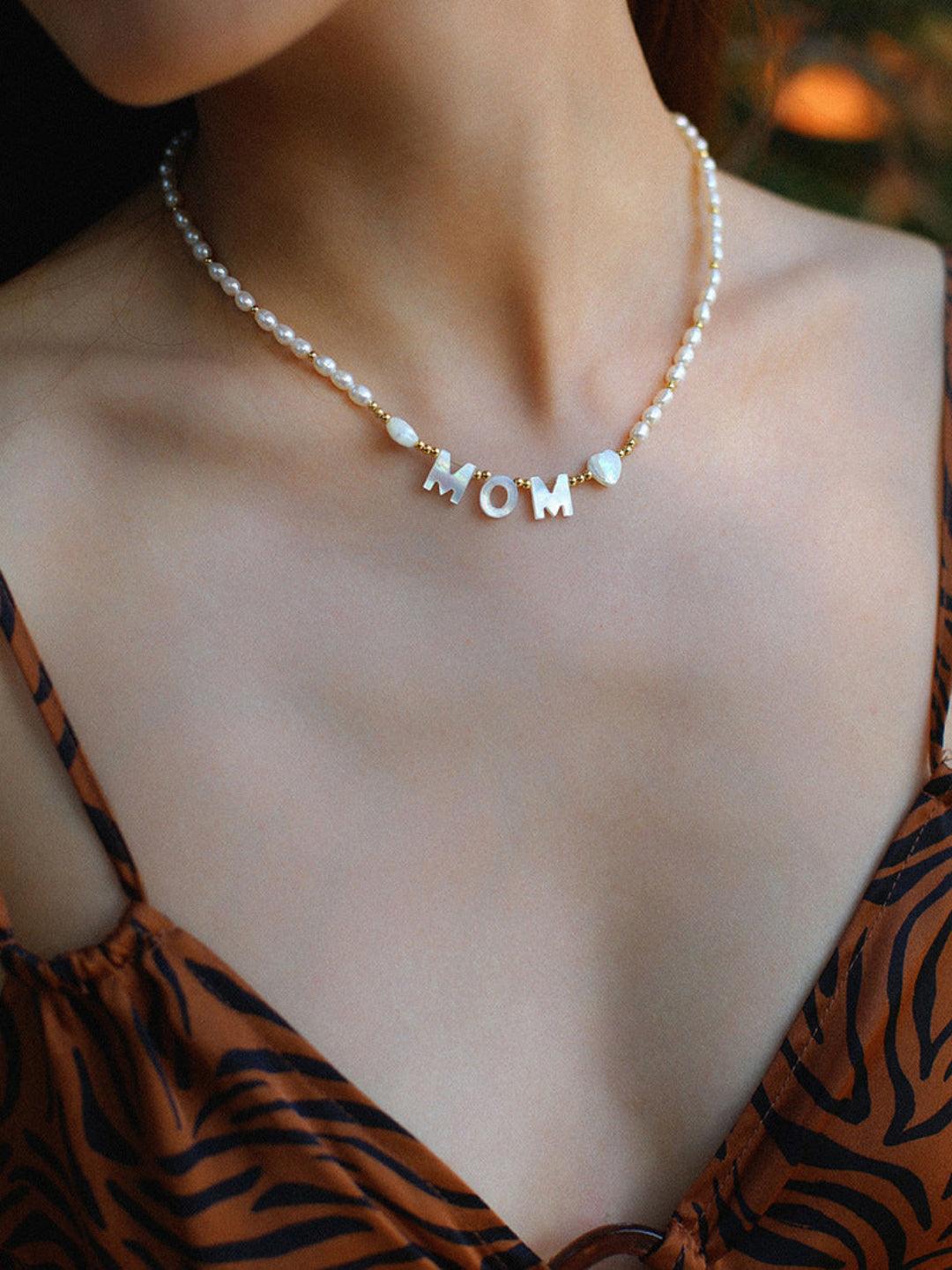 Custom White Shell Letter Pearl Necklace - Gembea Jewelry