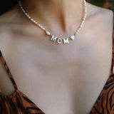 Custom White Shell Letter Pearl Necklace - Gembea Jewelry