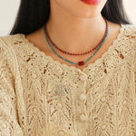 Blue Phosphorus Gray Agate Beaded Necklace - Gembea Jewelry