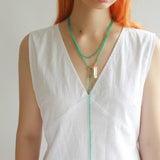 Sea's Embrace Green Agate Aquamarine Necklace - Gembea Jewelry