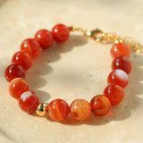 Primary Red Agate Round Beaded Bracelet - Gembea Jewelry