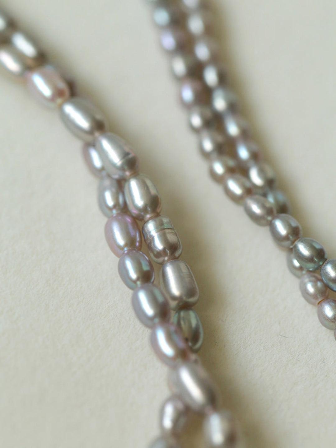 Grey Rice Pearl Necklace - Gembea Jewelry