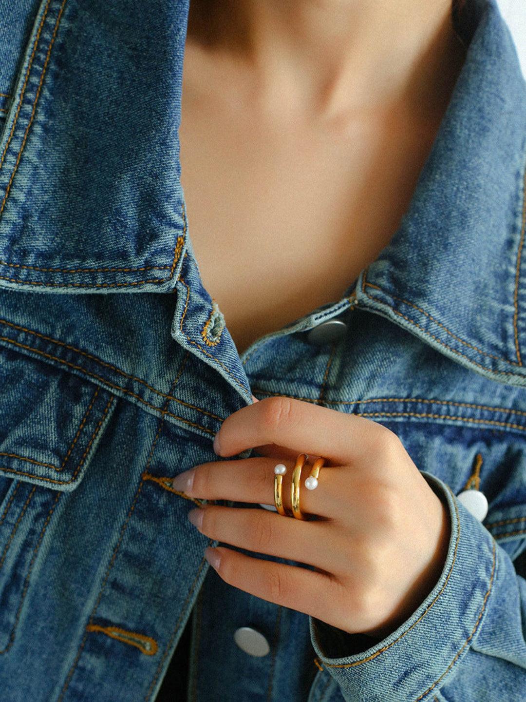 Multi-layer Spiral Pearl Open Ring - Gembea Jewelry