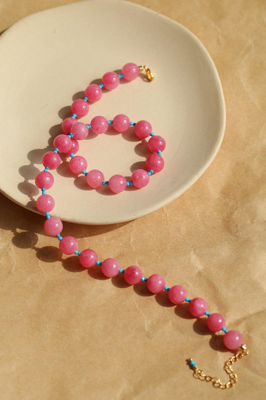 Spring Heartbeat Rose Red Gemstone Necklace - Gembea Jewelry