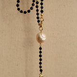 Long Black Agate Baroque Pearl Necklace - Gembea Jewelry