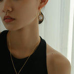 Oval Pendant Baroque Shaped Pearl Earrings - Gembea Jewelry