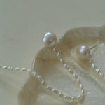 Long Rice Pearl Drop Earrings - Gembea Jewelry