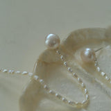 Long Rice Pearl Drop Earrings - Gembea Jewelry