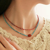 Blue Phosphorus Gray Agate Beaded Necklace - Gembea Jewelry