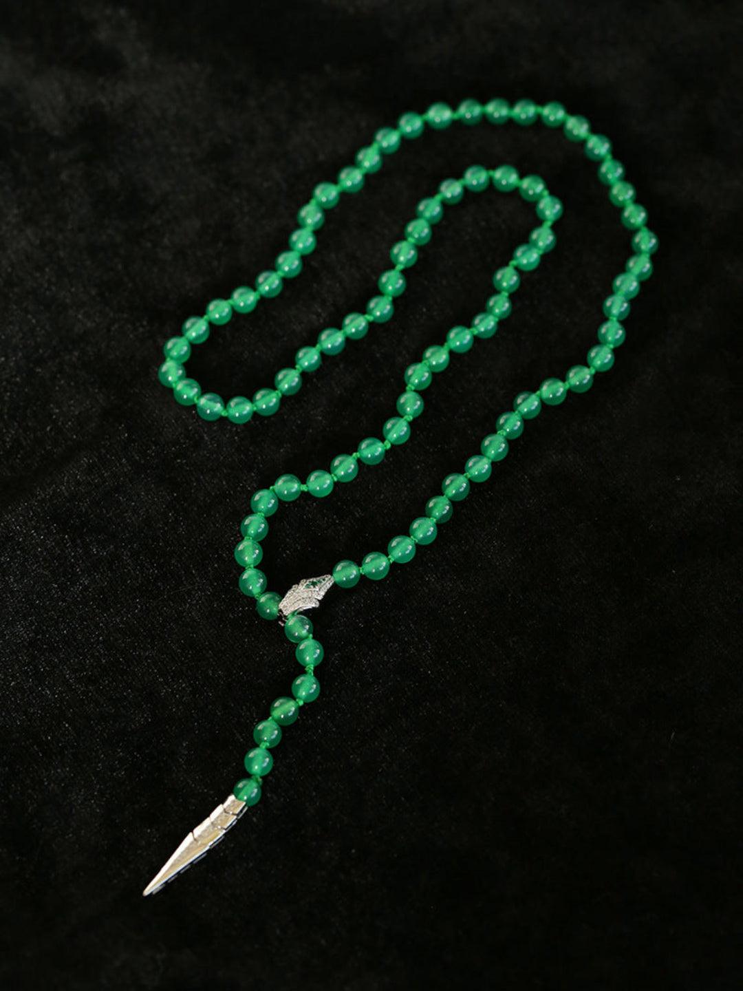 Red and Green Agate Snake Necklace - Gembea Jewelry