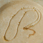 Small Golden Ball Rice Pearl Necklace - Gembea Jewelry