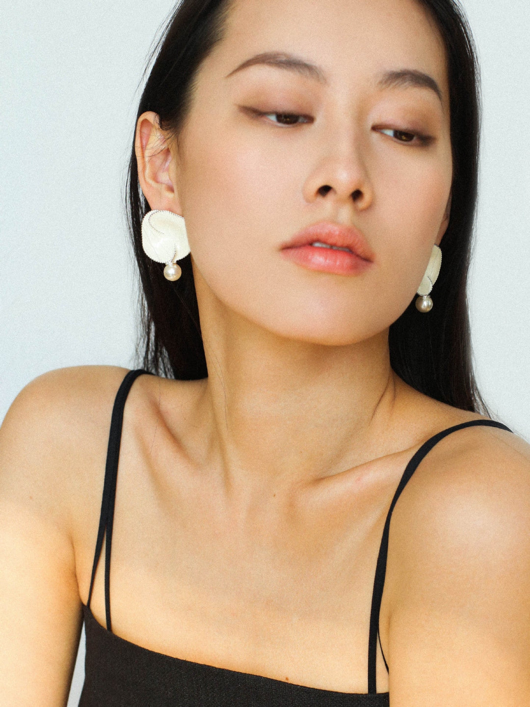 Gembea Jewelry Enamel Flower Pearl Black Agate Earrings