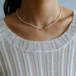 Small Golden Ball Rice Pearl Necklace - Gembea Jewelry