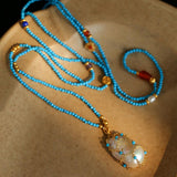 Spring Heartbeat Blue Turquoise Baroque Necklace - Gembea Jewelry