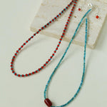 Blue Phosphorus Gray Agate Beaded Necklace - Gembea Jewelry
