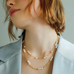 Overlay Natural Pearl Pendant Necklace - Gembea Jewelry