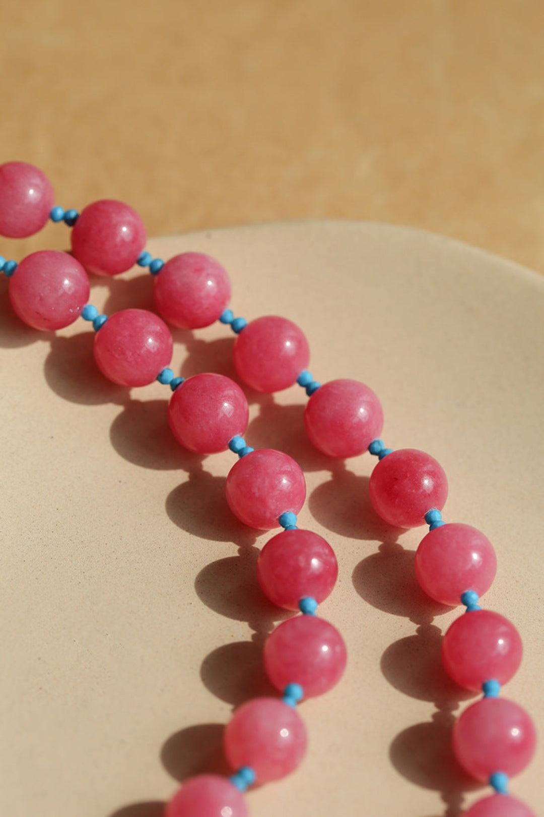 Spring Heartbeat Rose Red Gemstone Necklace - Gembea Jewelry