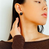 White Crystal Black and Red Agate Stud Earrings - Gembea Jewelry