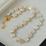 Natural Freshwater Square Pearl Chain Necklace - Gembea Jewelry