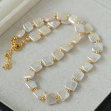 Natural Freshwater Square Pearl Chain Necklace - Gembea Jewelry